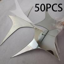 50Pcs Star Shaped Acrylic Mirror Wall Stickers Self-Adhesive Removable Sparkling Decor for Living Room Bedroom Kitchen Dorm gray