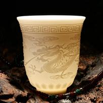 Chinese white porcelain cup goat fat jade personal cup Tea set ceramic host cup sample tea cup Kung Fu tea cup cup brown