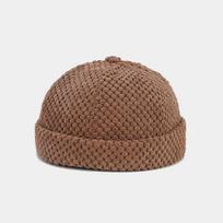 Fashion Hip Hop Skull Beanie Cap Solid Color Thick Brimless Hats Adjustable Autumn Winter Pumpkin Hat Men brown