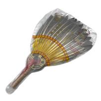 Handmade Traditional Chinese Feather Fan, Zhuge Liang Style with Yin-Yang Bagua Symbol gray