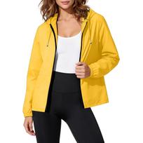 Women's Waterproof Windproof Hooded Jacket Lightweight Zip Up Outdoor Raincoat with Adjustable Drawstring and Pockets for Travel Hiking L tamsiai mėlyna