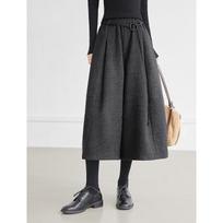 Women's Winter 2026 Elastic Waist Pleated Wide-Leg Culottes XL gray