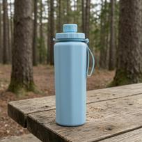 Foldable Silicone Water Bottle Screwon Top Cap Compact Drinkware Blue gray