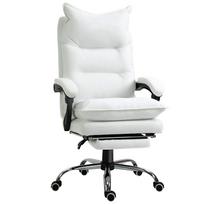 Office Chair Ergonomic Desk Chair with Armrest, Footrest, Height Adjustable Swivel Chair Made of Faux Leather, Padded Computer Chair, White 66 x 72 x 130 cm balta