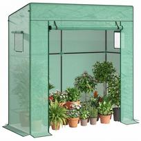 77 x 196cm Walk-In Greenhouse, with Accessories 196 x 77 x 178 cm