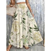 Womens Skirt with Pockets Featuring Succulent and Floral Prints, Ideal for Beach, Garden, Casual Outings 6XL