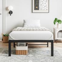 Bed frame 90x200 cm metal, sturdy platform bed with headboard, noiseless, easy assembly, no box spring needed, ideal for couples & guest rooms 200 x 90 x 36 cm juoda