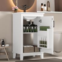 51x34x83cm Floor-Standing Bathroom Cabinet, Washstand, Full Lacquer Finish, Door and Adjustable Shelves, Integrated Ceramic Sink, Small Spaces, White 51 x 34 x 83 cm balta