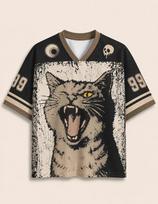 Vintage Screaming Cat Jersey – Gothic Black Cat Sports Jersey 2XL gray