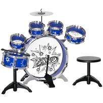 Kids Drum Set with Bass Drum with Pedal, Drumsticks, Cymbal and Stool, Ages 3-6 Years, Blue