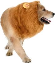 Dog Lion Mane Costume Realistic Mane with Ears for Medium to Large Sized Dogs Pet Halloween Costumes Birthday Party Cosplay Apparel brown