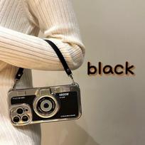 Vintage Camera-Style TPU Phone Case With Detachable Hand Strap IPhone 16 Pro Max 17 Anti-Drop Protection iPhone 14 black