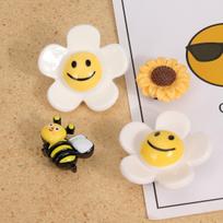 New Sunflower Flower Bee Shoe Accessories Shoe Flowers Shoe Decoration Head Half Slippers Decoration(Set of 4 pieces) geltona