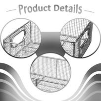 Deep Fryer Basket Heat Resistant Stainless Steel Frying Serving Food Basket for Kitchen Restaurant Use 35x25x10 cm gray