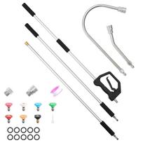 VEVOR 2.74 m Pressure Washer Telescoping Wand, 3-Section with Power Washer Extension Wands, 7 Nozzles, Hose Adapter, Support Belt, Storage Bag 277.5 x 14.5 x 3.1 cm