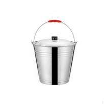 Nerūdijančio plieno kibiras, apvalus metalinis, didelės talpos, su dangčiu, rankena, sidabrinis, 5L Silver 10L