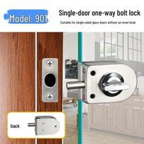 Nerūdijančio plieno stiklinės durų spyna dviguboms ir vienguboms durims, stumdomoji skląstinė spyna be gręžimo Semi-Circle Double Door Password [Double Side]