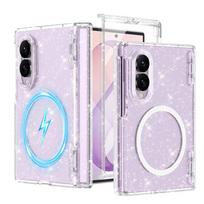 Luxury Transparent Glitter Hinge for Magsafe Phone Case for Samsung Galaxy Z Fold 8 Ultra Fold8 Built-in Screen Protector Cover Galaxy Z Fold 8 gray