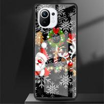 Glass Case For Xiaomi Poco X3 NFC 11 Lite 11T F3 M3 For Redmi Note 11 10 9 8 Pro 10S 9S Phone Cover Christmas Red Nose Cute Elk Redmi Note 9S brown