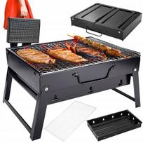 Nešiojamas turistinis grilis ant anglių, sulankstomas bbq kempingui, lagaminas, talpus