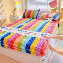 Sutirštintas pieno vilnos paklodė su guma, čiužinio apsauga, apsauga nuo dulkių, minkštas ir patogus patalynės komplektas (Pagalvių užvalkalai neįtraukti) Two pillowcases beige