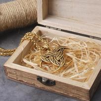 Vikings Trinity Necklace Stainless Steel Norse Rune Amulet Vegvisir Pendant Never Fade Gold Color Jewelry no box&60cm brown