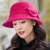 Moterims vilnos veltinio apvalus viršus kibiro formos skrybėlaitė Nauja madinga rudens žiemos korėjietiško retro britiško stiliaus vintažinė universali elegantiška bowler skrybėlaitė One Size raudona