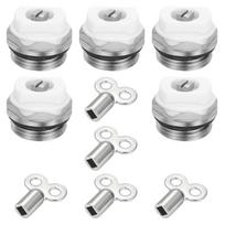 5Pcs Screw Radiator Air Valves Safety Bleeder Replacement Radiator Bleed Valves with Key 1/2Inch Metal Heating Bleed Valves 1