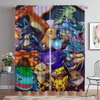 Pokemon Anti - mosquito Drapes for Camera Household Interior Drapes 2 Panels Windowpane Drape Divider Covers LivingroomSpaceDrape W60xH90cmx2pcs-CL brown