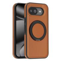 Embossed PU Leather Case For Google Pixel 10A Magnetic 360° Rotation Metal Stand Comfort Grip Case Cover Google Pixel 10a gray