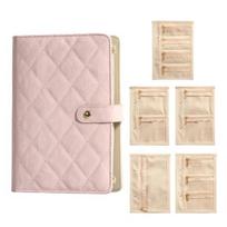 Jewelry Storage Book Set, PU Leather Travel Organizer, with 5 Removable Soft Velvet Pages Design, Jewelry Pouch for Necklaces Rings žalia