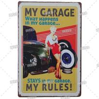 Metaliniai skardiniai ženklai Sexy Pin up Girl Plakatas Automobilis Motociklas Vintažinis Plokštė Retro metalinė plokštė vyrui Urvas Garažo dirbtuvės Sienų dekoras 20x30cm black