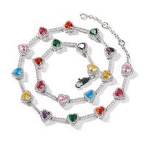 THE BLING KING Rainbow Heart CZ Tennis Bracelet Iced Out AAAAA+ Cubic Zirconia Colorful Gem Bracelet For Women Hiphop Jewelry 6inch bracelet auksas