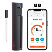 Meatmeet Pro išmanus virtuvės termometras su Bluetooth/WiFi programa, šildymo grilis, orkaitė, rūkytoja - juoda