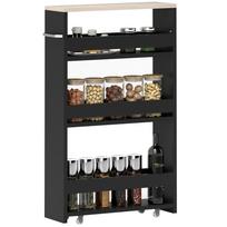 3-Tier Storage Trolley Storage Cart Shelf on Casters with Handle - 48 x 15 x 80 cm Black 48 x 15 x 80 cm