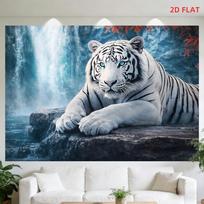 Majestic White Tiger Tapestry Wall Art Waterfall Jungle Wildlife Decor Large Print 180cm 71x91in Living Room Home Decoration 100X150CM white