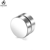 1 vnt. Juodo titano plieno Stipraus magnetaus vyriški auskarai 6/8/10/12mm Paprasti apvalūs auskarai be skylutės, dovanos vaikinui 6mm white
