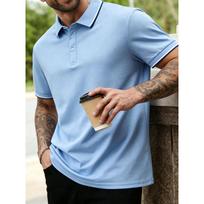 Daily essential! Men's short-sleeve polo shirt, casual and comfortable. 3XL black