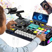 Vaikiškas DJ pultas su mikrofonu, pianinu, LED ir Bluetooth
