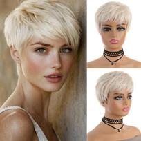 Platininės blondinės Pixie perukai moterims trumpas sluoksniuotas sintetinis perukas kasdieniam vakarėlių Cosplay naudojimui 4inches white