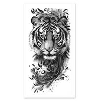 JELUNA Men's Realistic Wild Beast Tiger Arm Henna Tattoo Sticker 1 pcs T-201 gray