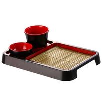 Multipurpose Cold Noodle Dish with Bamboo Mat Sushi Food Tray Soba Noodles Plate  Restaurant Style A