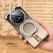 Oatsbasf Metalinis Rėmelio Neturintis Telefono dėklas Honor Magic V5, su Žiedu-Stovu, 360° Besisukantis Magnetinis Aliuminio Lydinio Smūgiams Atsparus Dangtelis HONOR Magic V5 gray