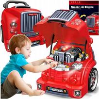 Vaikiškas automobilių mechaniko rinkinys su varikliu