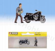 Modelio figūrėlė NOCH 15917 motociklininkas su BMW R60, mastelis H0 1:87