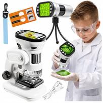 Vaikiškas skaitmeninis mikroskopas, 1000x, su LED apšvietimu, USB jungtimi ir ekranu