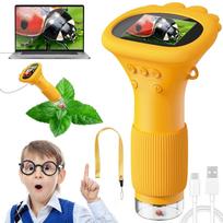 Vaikiškas skaitmeninis mikroskopas su 2" LCD ekranu, 1000x priartinimu, LED apšvietimu, USB
