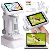 Skaitmeninis vaikų mikroskopas su LCD ekranu, stovu, 1600x, tinka kompiuteriui, nuotraukoms ir vaizdo įrašams