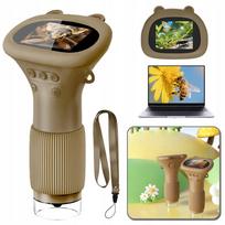 Vaikiškas kišeninis mikroskopas su LCD ekranu, 1000x didinimas, bronzinis