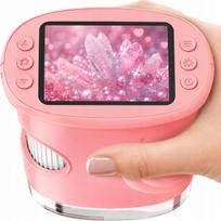 Vaikiškas kišeninis skaitmeninis mikroskopas su LCD ekranu, rožinis, 1000x
